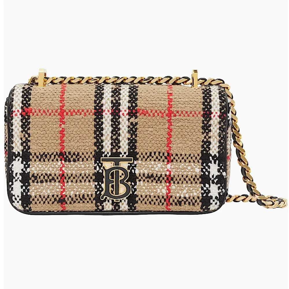 NEW🔥BURBERRY Mini Lola Woven Check Bag - Picture 3 of 16